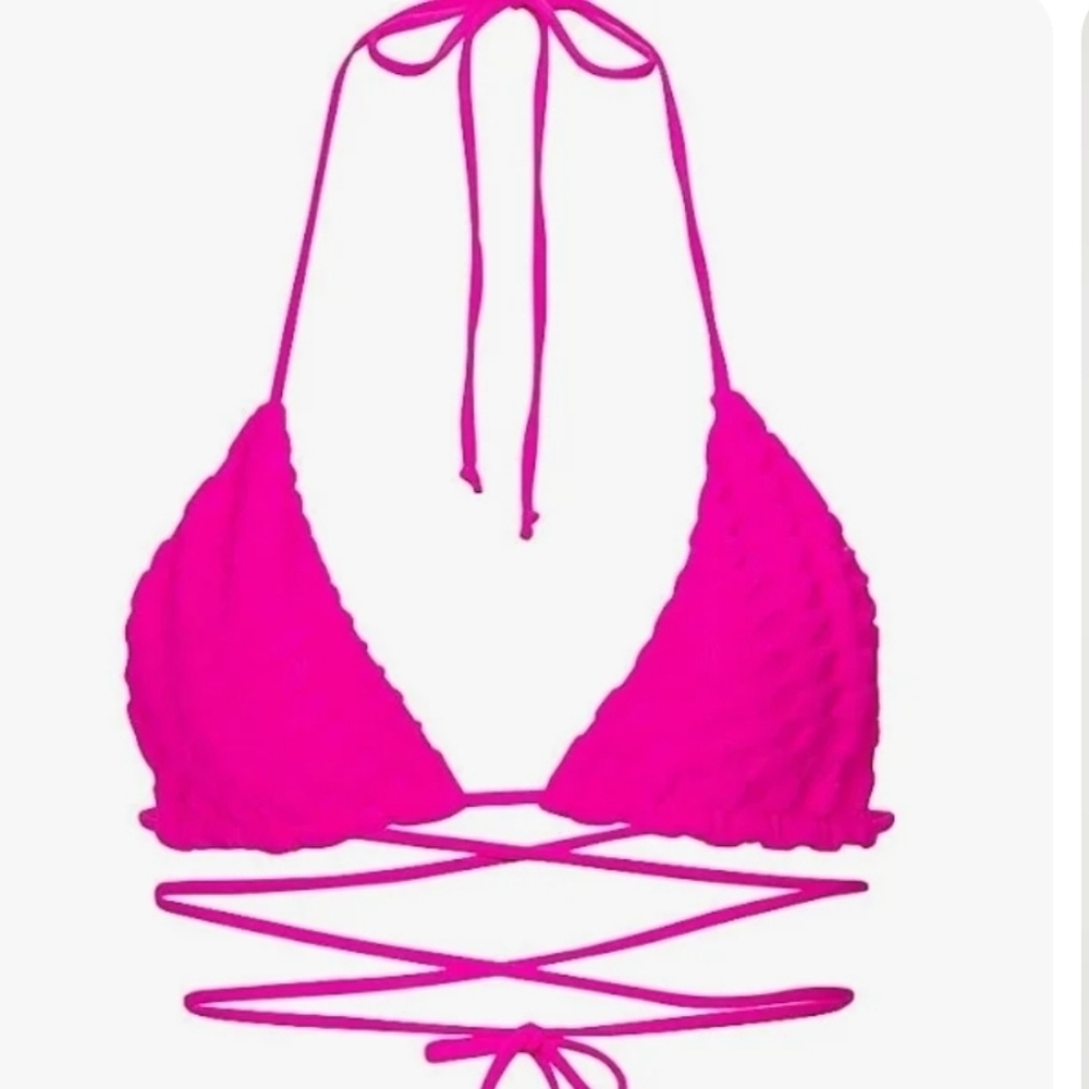NWT Good American Women Hawiian  Jacquard Triangle Strappy Pink Bra sz 5/2XL
